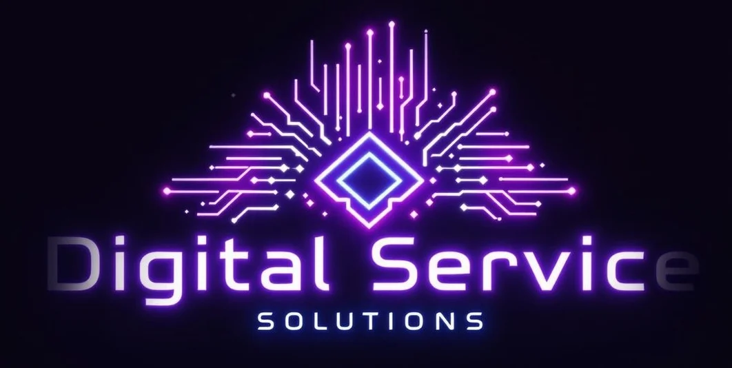 Digital Service Solutions logo featuring a modern design with circuit patterns and a central diamond shape, emphasizing AI and technical SEO integration.